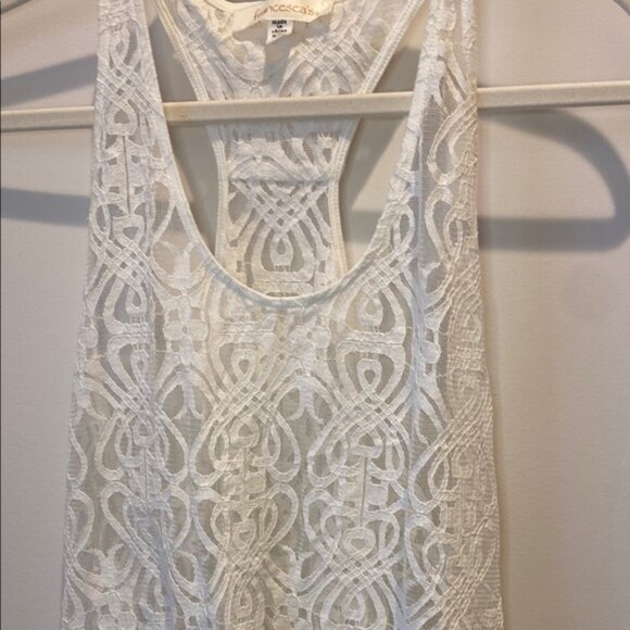 Francesca White Lace Sleeveless Top with Fringe - Picture 3 of 5